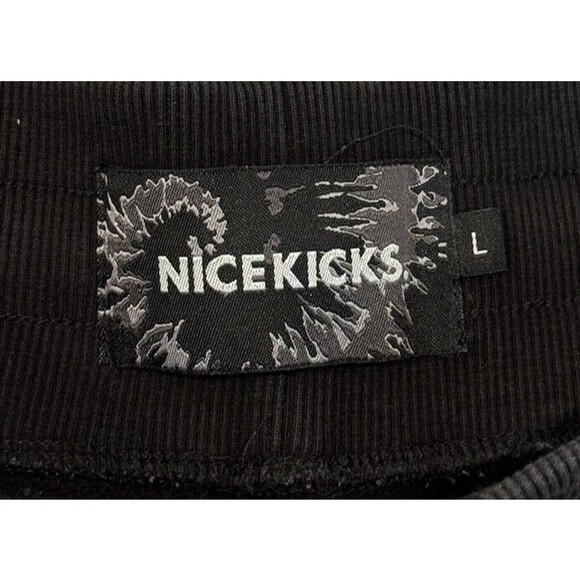 NICE KICKS Mens Essentials Sweatpant Jogger Sz L Black Logo Drawstring Pants - Picture 12 of 16